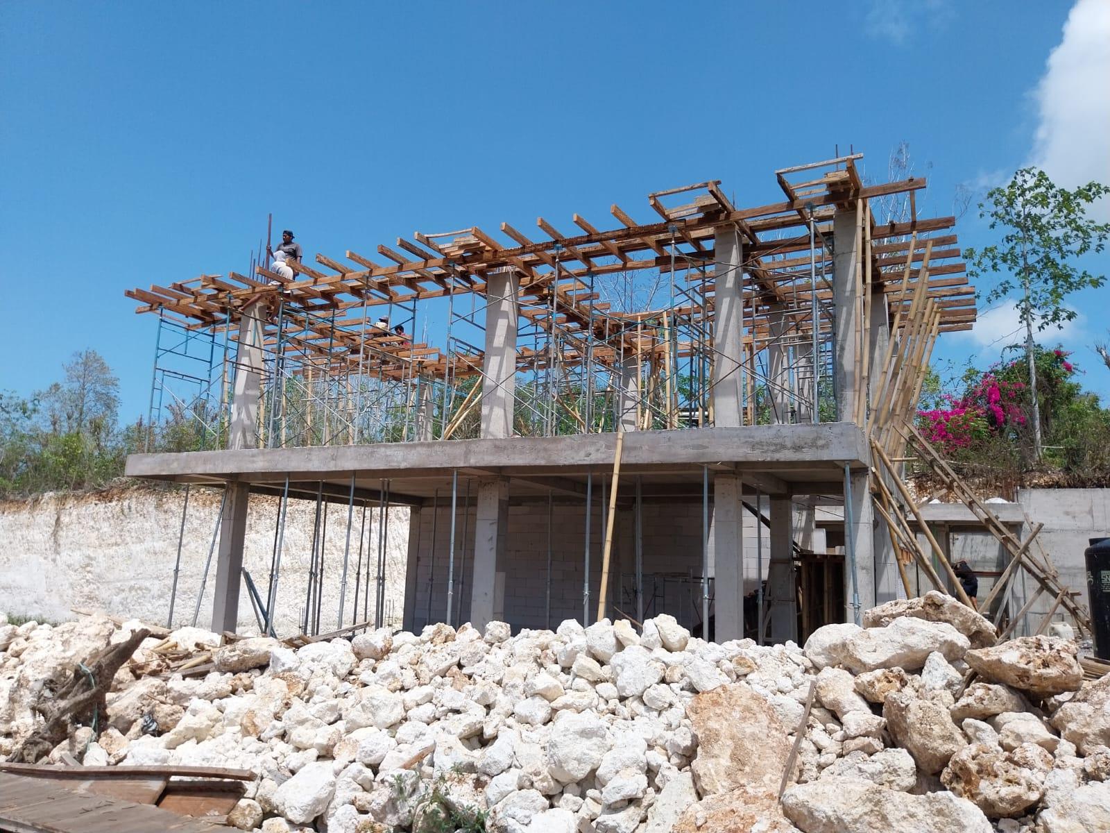 Villa roof structure under construction